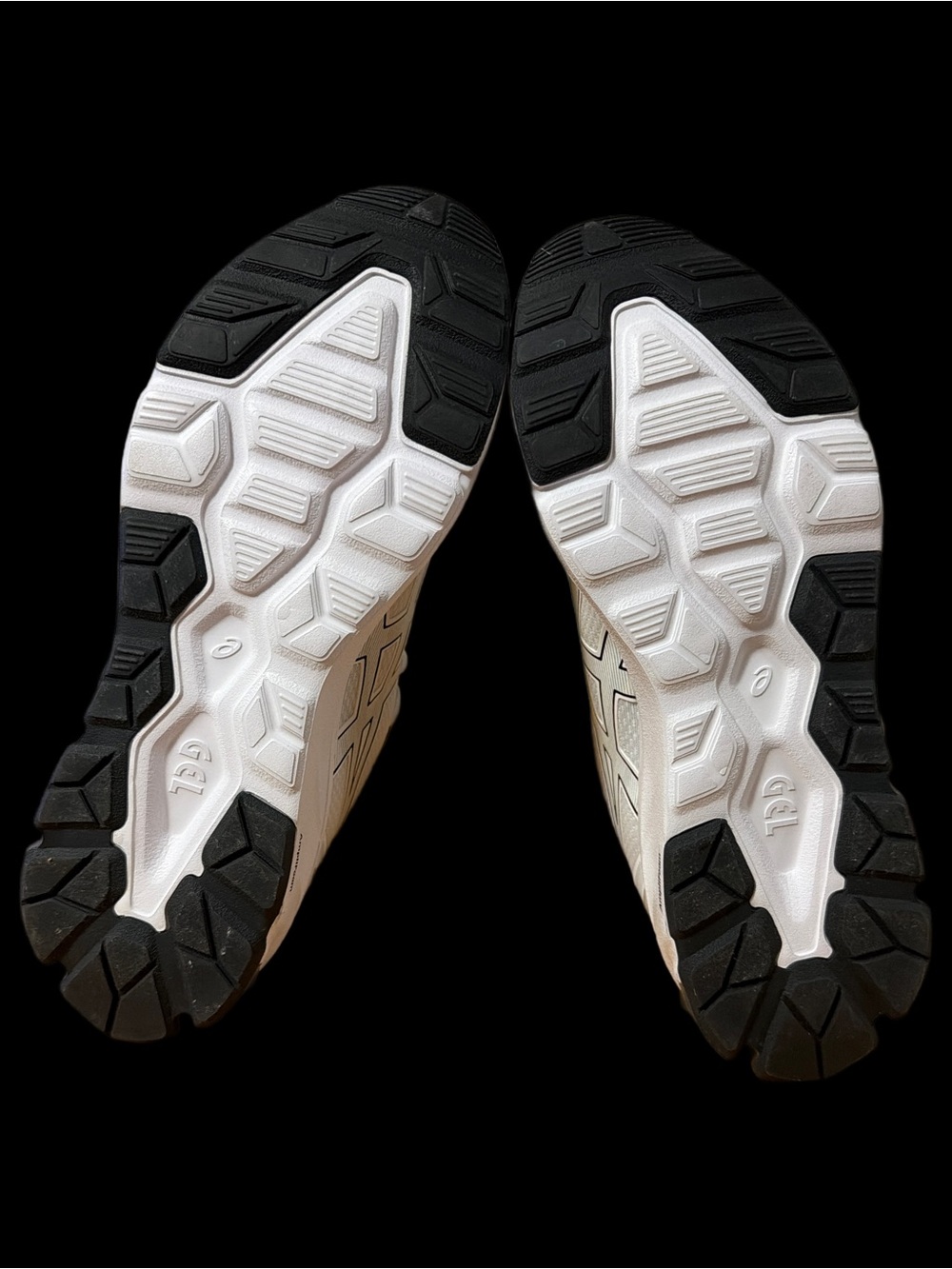 Asics White Black Athletic Running Sneakers with Yellow Trim - Picture 8 of 14